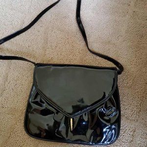 St Johns Black Patent Leather Shoulder Bag